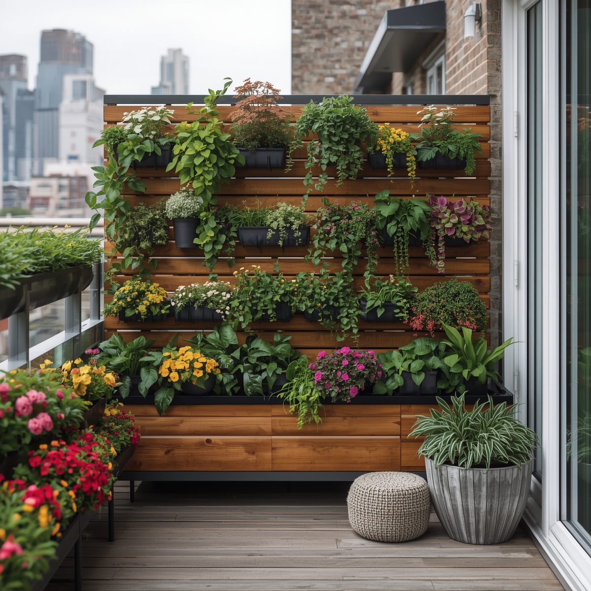 Modern balcony garden arrangement